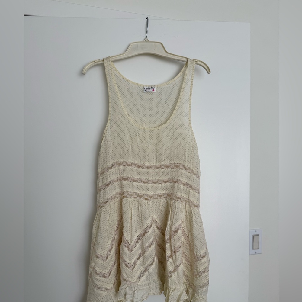 Free People Cream Polka Dot Sleeveless Top